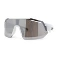 thumbnail image 3 of Mens Xloop Half Rim Oversize Shield Sharp Plastic Sunglasses White Grey Silver Mirror, 3 of 4