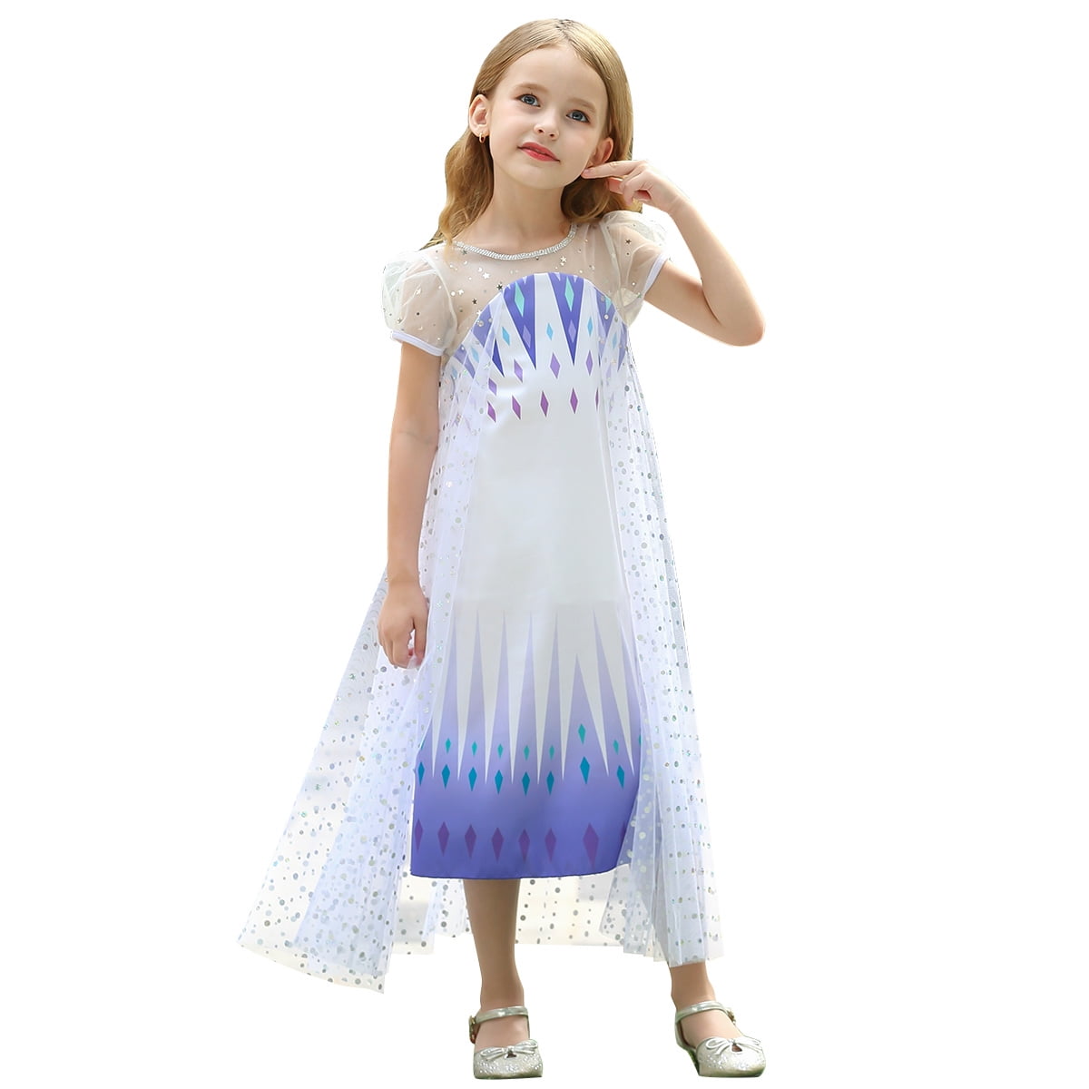 Disney Store Frozen Princess Elsa Costume Gown Dress Snow Queen Updated 3-9/10 