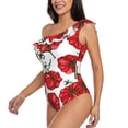 thumbnail image 3 of Picia Hand Drawn Tomatoes Pattern Women's One Piece Swimsuits,One Shoulder Swimwear Asymmetric ,Ruffle Monokinis Bathing Suits,High Waisted Flattering Bathing Suits-Large, 3 of 8