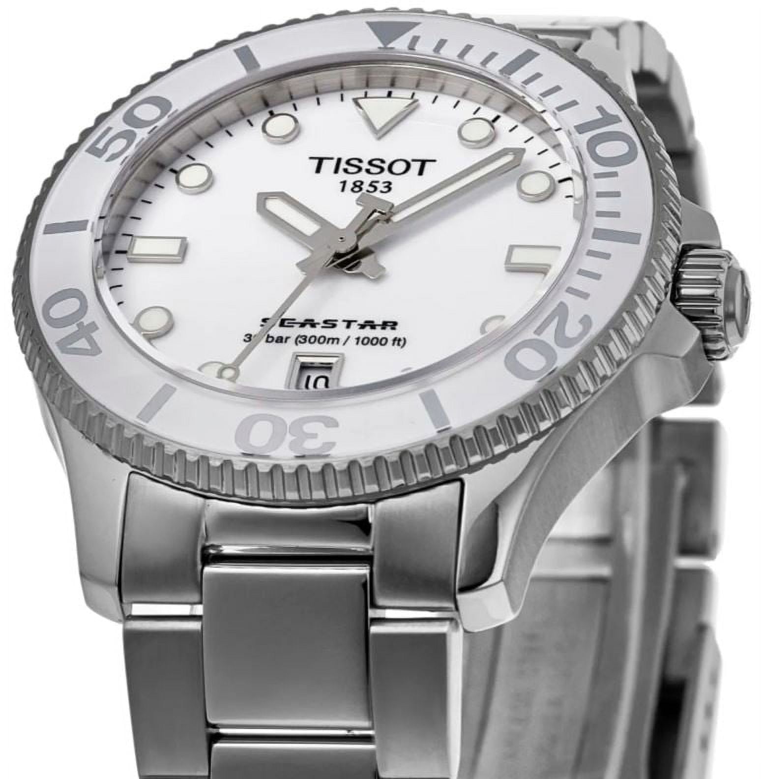 Tissot Women\'s Watch Seastar Swiss Quartz White Dial Silver 36mm T1202101101100 Amazon.com: Tissot Unisex Seastar 1000 36mm 316L Stainless  main image 4