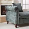 thumbnail image 5 of 81-inch Chenille Face-to-face Chaise Lounge, Button Tufted Design and Rolled Arms Chair Sofa with Two Pillows and Nailhead Trim for Lounge, Living room and Office, Green, 5 of 7