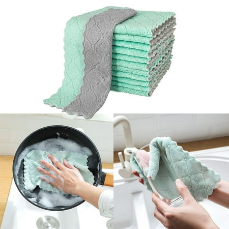 

12X Dish Towels For Kitchen Absorbent Kitchen Towels Coral Fleece Cleaning Rags