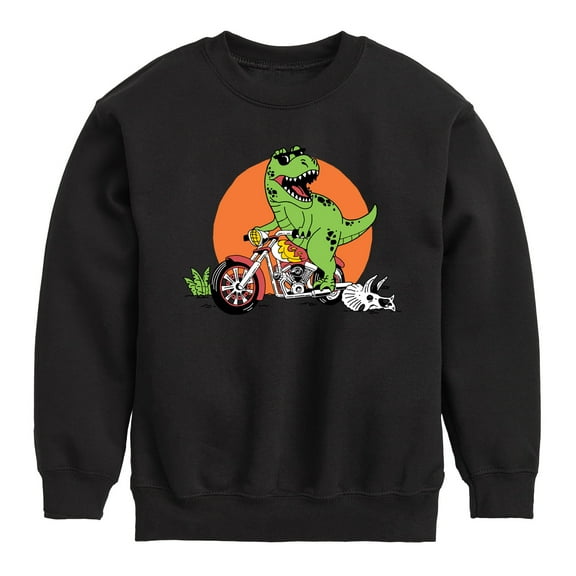 Instant Message - Trex Motorcycle - Toddler & Youth Crewneck Fleece Sweatshirt