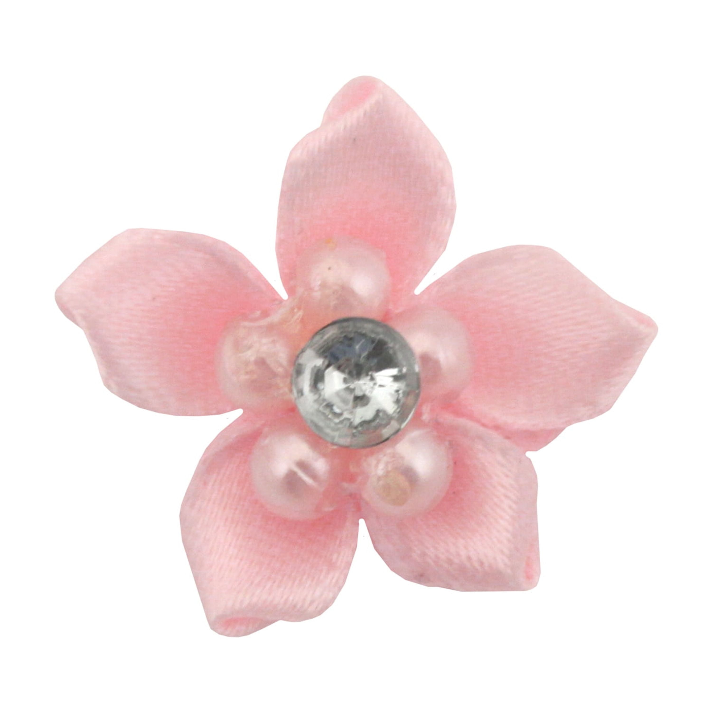 (2 pack) Offray Accessories, Lt Pink 3/4 inch Value Pack 5 Petal Gem Flower Accessory for Wedding, Hair Clips, and Scrapbooking, 10 count, 1 Package