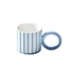 thumbnail image 1 of Ounissouiy Taza de agua de cerámica con patrón de rayas, taza de café con leche con asa, vasos para bebidas, botella para el hogar, dormitorio interior Utensilios de cocina Azul blanco Ounissouiy HA081898-03, 1 of 6