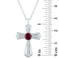 thumbnail image 2 of Brilliance Simulated Ruby and CZ Sterling Silver Cross Pendant, 18", 2 of 3