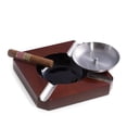thumbnail image 2 of Lacquered "Walnut" Wood Four Cigar Ashtray with Removable Stainless Steel Center., 2 of 5