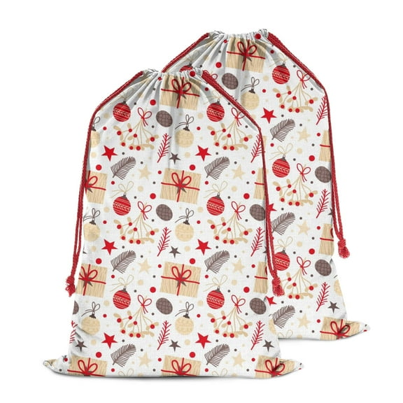 Christmas Sack – 28" X 20" Canvas Gift Bag with Drawstring, Full Print Polyester Santa Sack, Durable Reusable Xmas Gift Bag for Holiday, Party & Storage