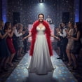 thumbnail image 6 of Detachable Tulle Boa Shawl, Red Bridal Ruffle Cape, 11.81x78.74inch, 6 of 7
