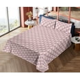thumbnail image 4 of Ambesonne Floral Fitted & Flat Sheet with Sham 3 Pcs Set, Flowers Grid of Squares Rose, Twin XL, Pale Pink and Olive Green, 4 of 5