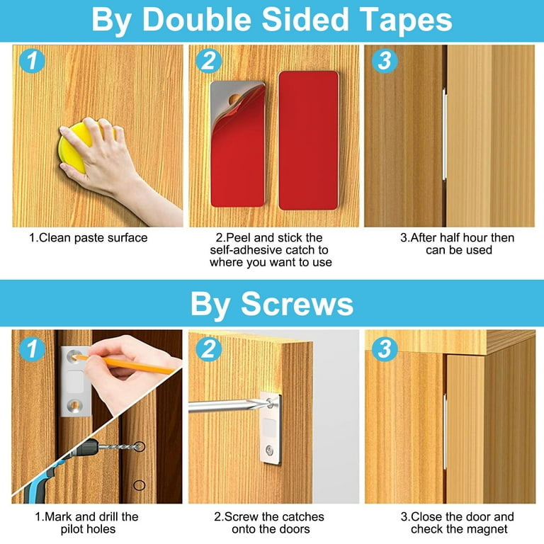 3 Sets Magnetic Door Stoppers Ultra-thin Invisible - Pour Portes Et Placards