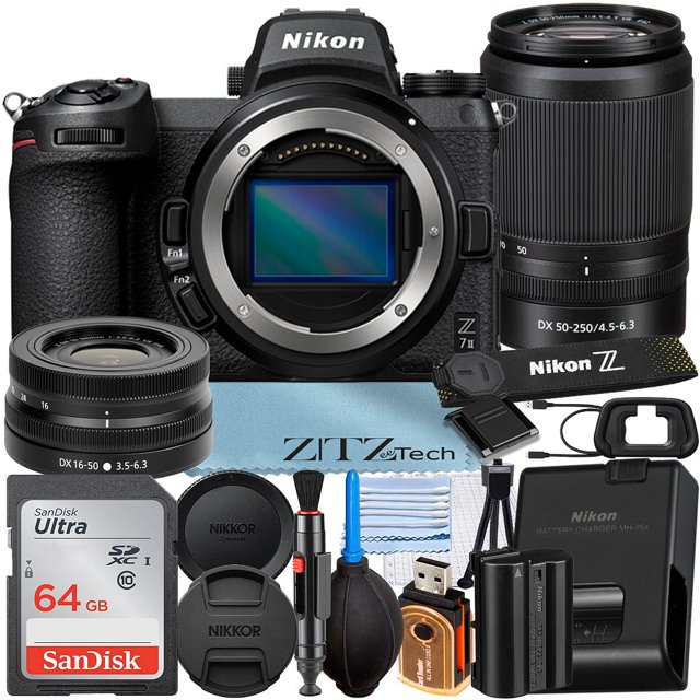Nikon Z7 II Mirrorless Camera with NIKKOR 16-50mm + DX 50-250mm Zoom Lens + SanDisk 64GB Memory Card + ZeeTech Accessory Bundle