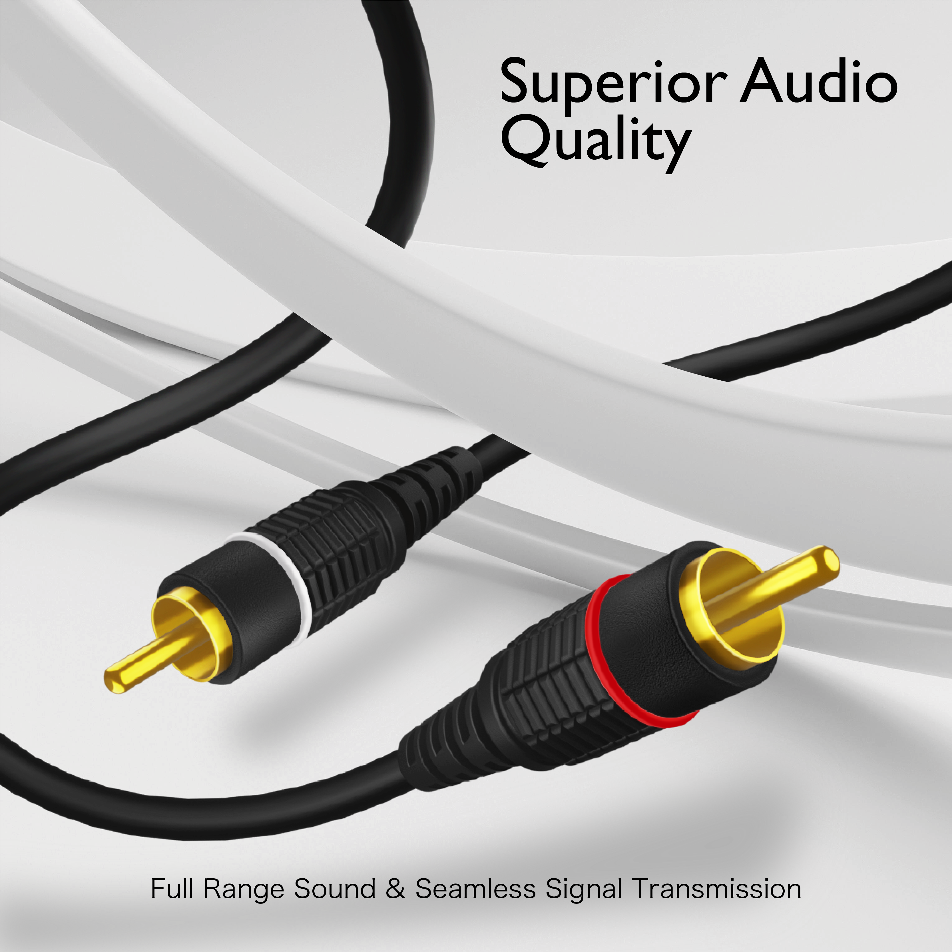 2RCA Stereo Audio Cable (25 Feet) - Dual RCA Plug M/M 2 Channel (Right and Left) Gold Plated Dual Shielded RCA to RCA Male Connectors Black - image 3 of 6