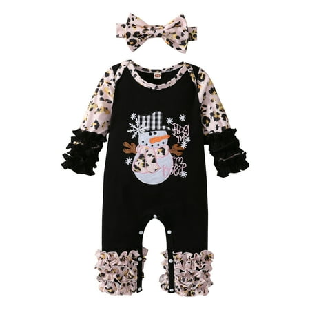 

Larisalt Infant Jumpsuit Baby Girl Infant Girl Winter Warm Snowsuit Outwear Newborn Hooded Footed Romper Jumpsuit Black