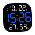 thumbnail image 2 of Reloj de pared digital moderno con temperatura y humedad, relojes LED, alarma electrónica Azul, 2 of 9