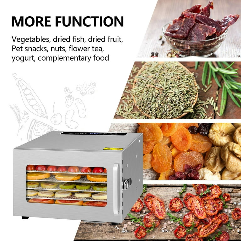 Kwasyo Food Dehydrator Machine, 400W 6 Layers ALL Stainless Steel,Electric Food  Dryer for jerky meat fruit vegetable Pet Treats 