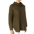 thumbnail image 2 of YEMAK Women's Cowl Neck High Low Hem Side Slit Pop-Corn Knit Casual Loose Oversized Tunic Sweater MK3650-BUR-S-BD, 2 of 5