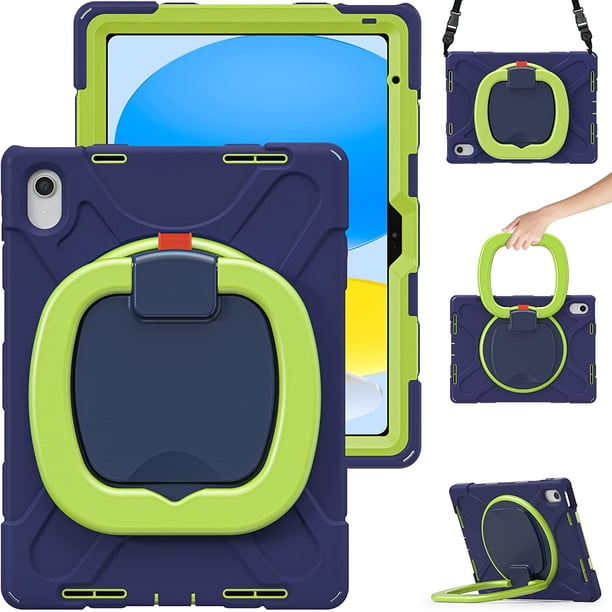 iPad Funda para 10ª Generación 2022 con Soporte Giratorio de 360°, Correa para el Hombro, Asa, Soporte para Lápiz, Resistente, a Prueba de Golpes, Funda Protectora de Silicona para iPad 10