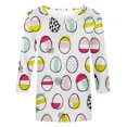 thumbnail image 4 of Joyeuses Pâques Chemises pour Femmes Col Rond Mignon Lapin Graphique Tunique Manches 3/4 Blouse Décontractée de Vacances, 4 of 5
