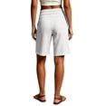 thumbnail image 4 of Bermuda Shorts for Women with Pockets Knee Length Elastic Waisted Long Shorts Casual Workout Side Tie Shorts with Pockets White L, 4 of 7