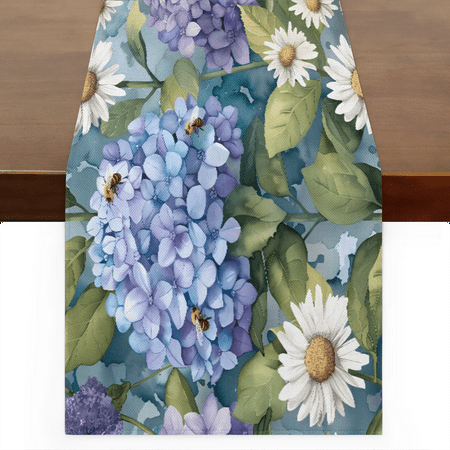 

Qzaxky Table Runner Boho Table Runner Summer Spring Hydrangea Bohemian Boho Outdoor Table Runner Decoration for Indoor Outdoor Home Dinner Party Wedding Decor 13 x 48 Inch