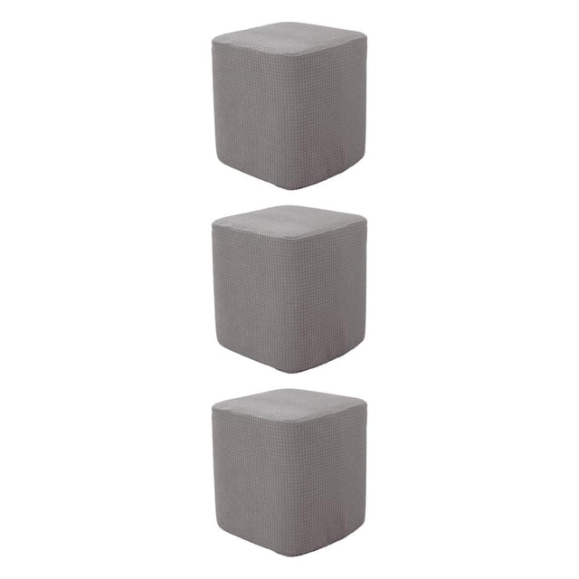 Ruiboury 1/2/3 Square Foot Rest Ottoman Covers Beautiful and Functional Footstool Slipcover Grey 3PCS
