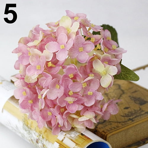 Opolski 1 Bouquet Faux Artificial Silk Flower Hydrangea Leaves Wedding Party Decor Craft