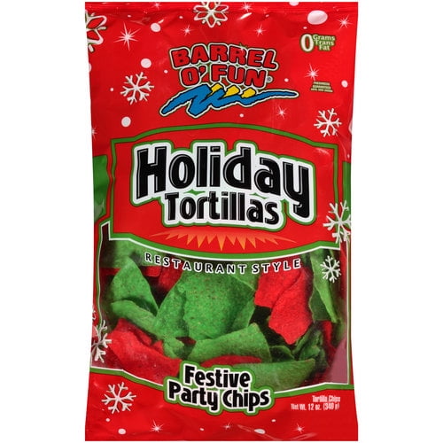 Barrel O' Fun Holiday Festive Party Restaurant Style Tortillas Chips