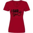 thumbnail image 3 of Inktastic I Said Yes with Engagement Ring Women's V-Neck T-Shirt, 3 of 5