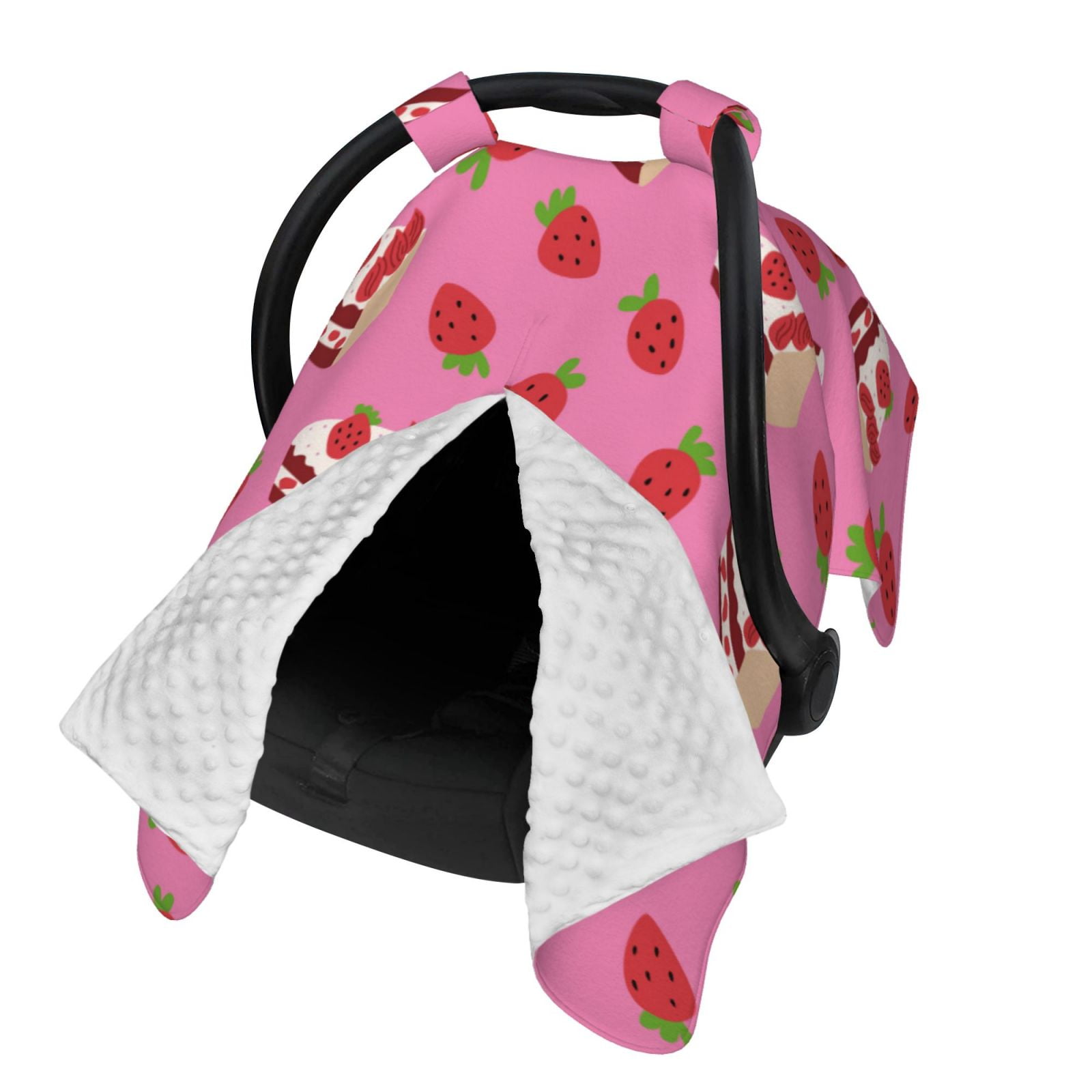 Naloa Strawberry Cake Baby Car Seat Cover, Breathable Baby Carrier Cover, Multiuse Baby Carrier Cover & Nursing Breastfeeding Cover