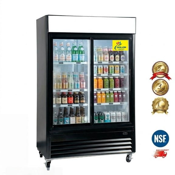 Cooler Depot 54 in. 40 cu.ft. Commercial Merchandiser Refrigerator,Stainless Steel in Black, NSF Certified.