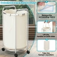 thumbnail image 3 of Nefoso Laundry Hamper with 4 Wheels, 90L Rolling Laundry Basket with Removable Bag, 600D Oxford Fabric(Beige), 3 of 9