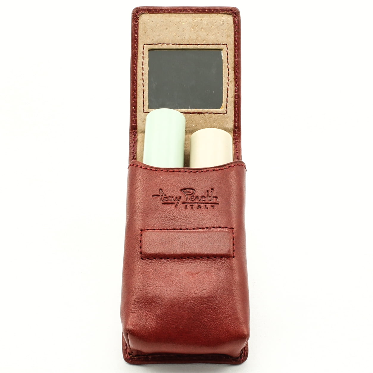 Genuine Leather Lipstick Holder Make-up Case Single Or Twin Holders With Mirror 
