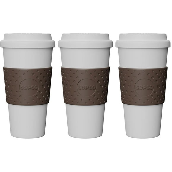 Copco Eco-First Acadia Reusable To Go Mug BPA-Free, Brown - 3-Pack