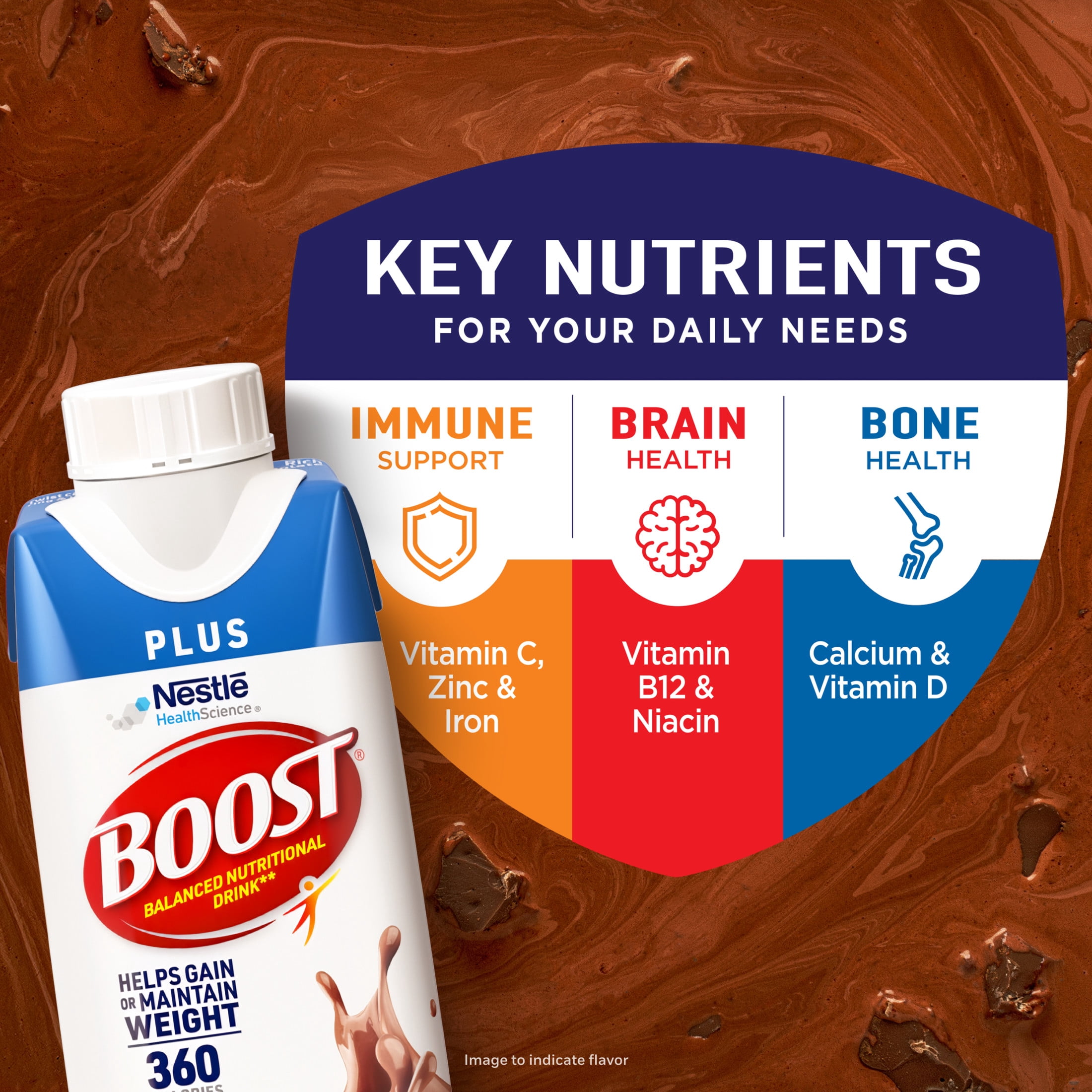 BOOST Plus Nutritional Drink Protein Shakes, Rich Chocolate, 8 fl oz, 12 Pack
