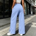 thumbnail image 4 of Karymi Jeans for Women High Waist Side Button Split Wide Leg Sweatpants, Drawstring Elastic Waist Solid Casual Track Pants with Pockets, Loose Sport Trousers Jean Shorts Womens, 4 of 9