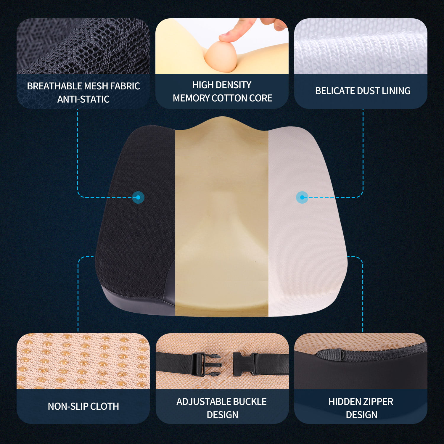 CreekT 2024 Upgraded Car Seat Cushion Pad Foam Heightening Wedge, Coccyx  Cushion for Tailbone Pain Lower Back Pain Relief Seat Cushion for Short
