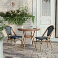 thumbnail image 3 of Flash Furniture Indoor/Outdoor Commercial French Bistro 31.5" Table, Navy and White PE Rattan, Glass Top with 2 Stack Chairs - Natural Frame, 3 of 10