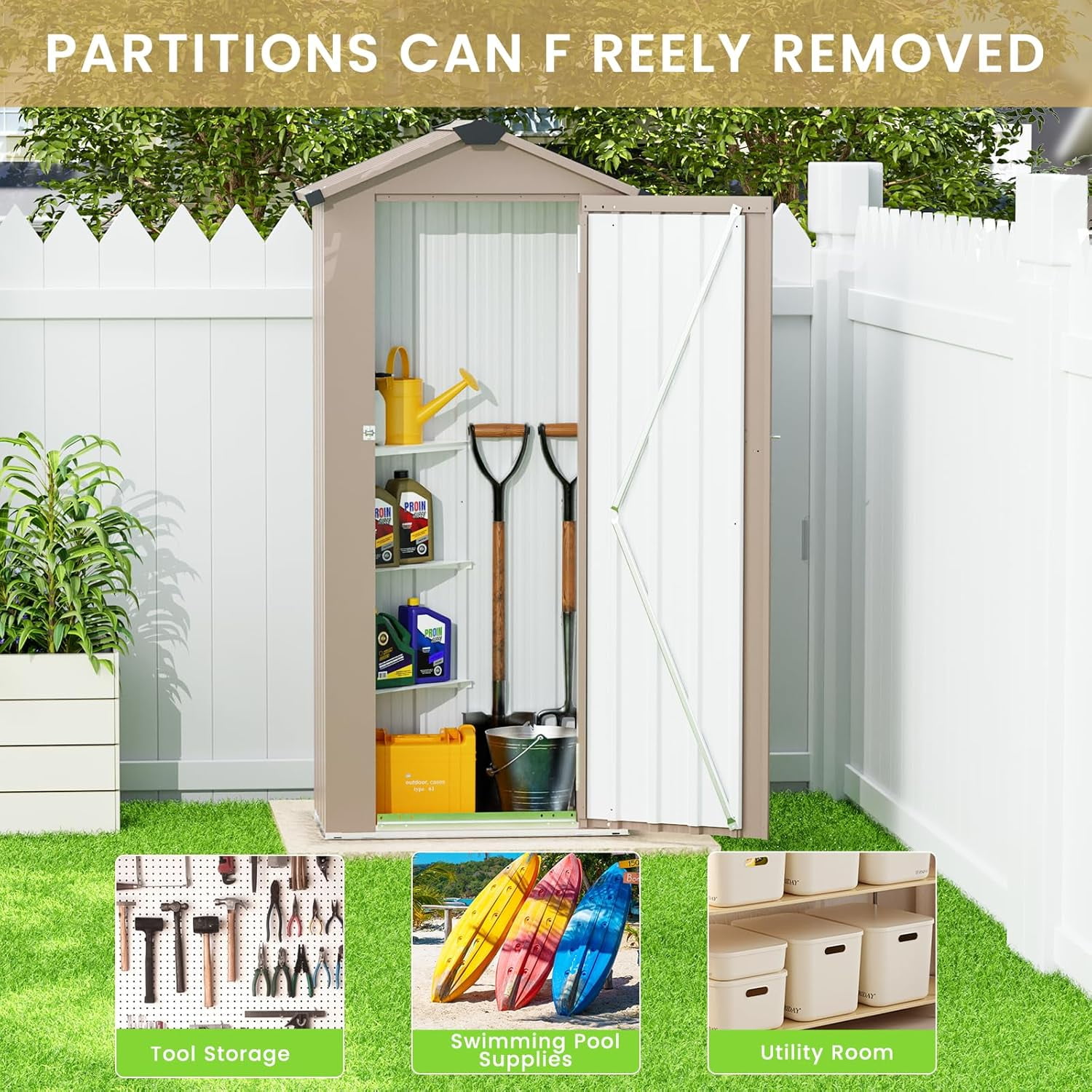 Small Shed Outdoor Storage 2.5X1.4 FT Galvanized Metal Garden Shed Waterproof with Lockable Door for Narrow Backyard, Patio, Garden