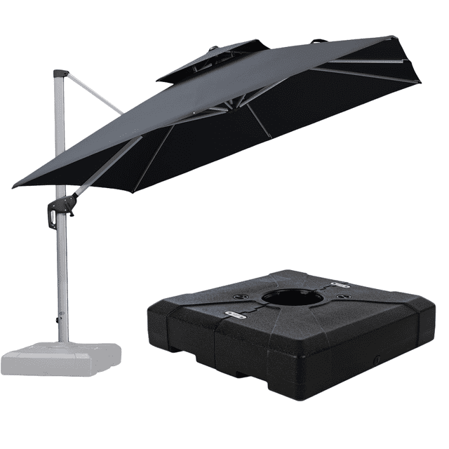 Purple Leaf Parasol de Patio Extérieur 10 Pi - Design Déporté à Bras Déporté avec Rotation à 360°, Parasol de Marché Carré Gris pour Terrasse, Piscine et Jardin