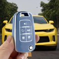 thumbnail image 4 of Key Fob Cover Compatible with Chevrolet Camaro Cruze Malibu Equinox Trax Volt Impala Sonic Spark Aveo Orlando GMC Terrain Buick Regal Encore Verano Allure Keychain Case Holder Protector,Blue, 4 of 6