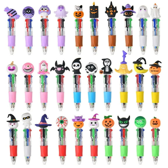 4-In-1 Multicolor Ballpoint Pen 10 Colors Retractable Themed Character Ballpoint Pens With Bear Head, 1 Pen Features 10 Different Colors Press Bear Head To Switch
