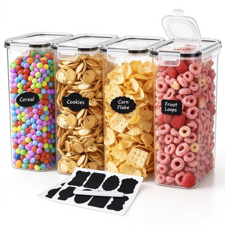Airtight Cereal Containers Set of 4 with Labels and Marker photo 1
