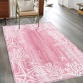 thumbnail image 2 of Pink Coastal Area Rugs 2.7'x5', Washable Small Throw Rugs for Kitchen Bedroom, Summer Ocean Sea Ombre Starfish Corals Indoor Outdoor Rug Non-Slip Low Pile Carpet Runner Reversible Floor Mats, 2 of 8