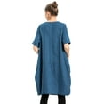 thumbnail image 3 of Mordenmiss Women's Oversize Midi Dresses Casual Tunic with Pockets Denim Blue M, 3 of 3