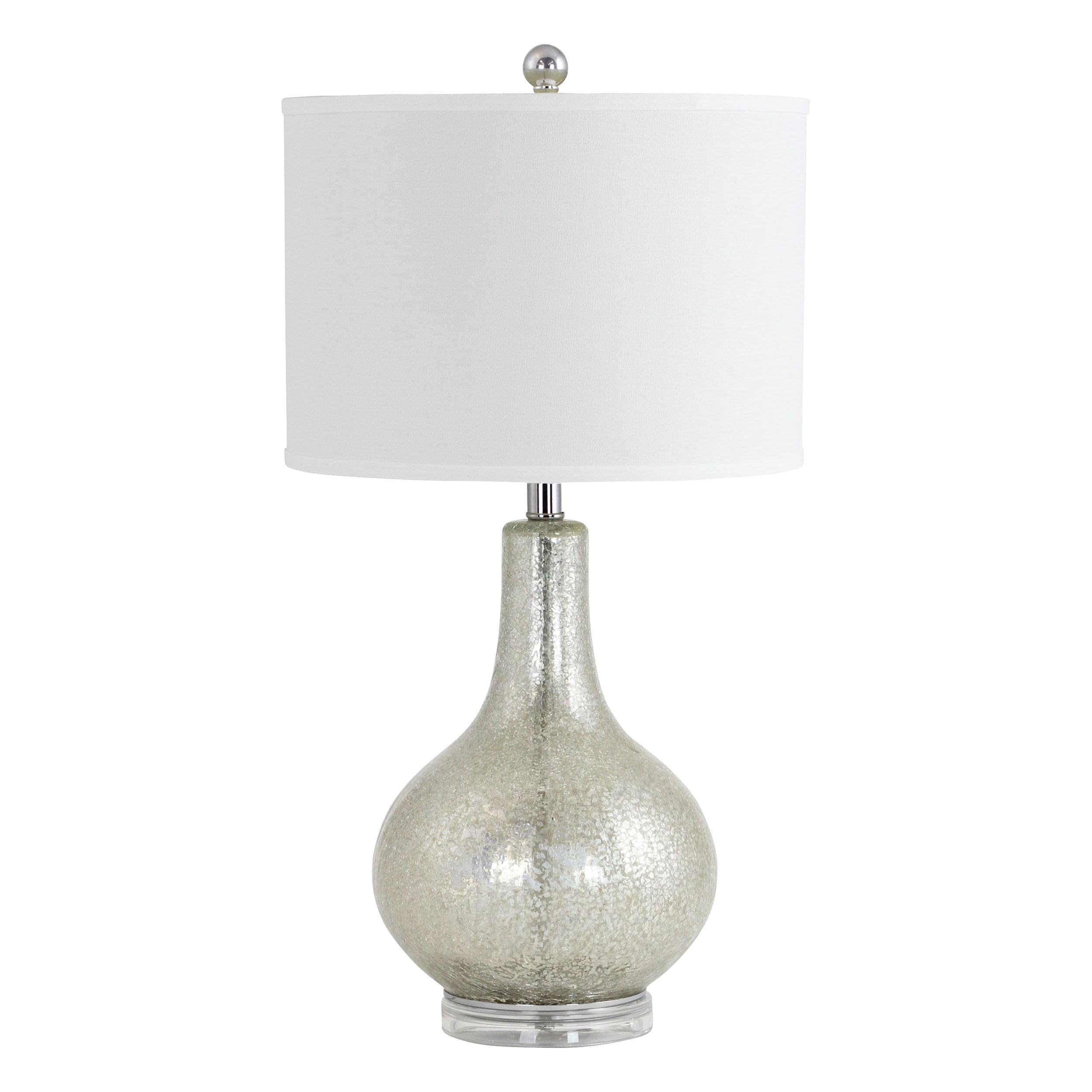 Aspire Home Accents Carson Carrington Gothenburg Glass And Silver White Linen Table Lamp