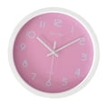 thumbnail image 4 of Reloj de pared redondo de 12 pulgadas, silencioso, sin tictac, funciona con pilas, color rosa. Rosado, 4 of 6