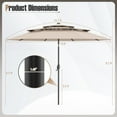 thumbnail image 3 of Gymax 10 FT Solar Patio Umbrella w/ 32 LED Lights 3-Tier Vented Top Tilt Adjustment Beige, 3 of 10