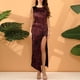 thumbnail image 5 of Vestido, Vestido de lentejuelas para mujer Vestido de fiesta con abertura sin mangas brillante Vesti Meterk borgoña/Extragrande, 5 of 7