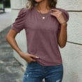 thumbnail image 5 of Womens Tops Summer Sweater Long Tunic Dressy Casual Blouses Business Cute Trendy Short Sleeve Shirt,Wine S, 5 of 6